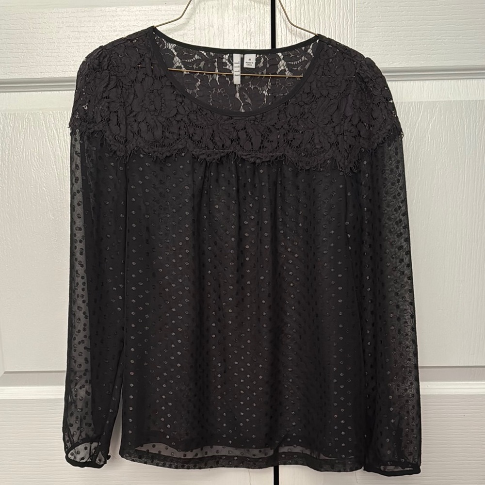 Black Lace Detail Women's Top